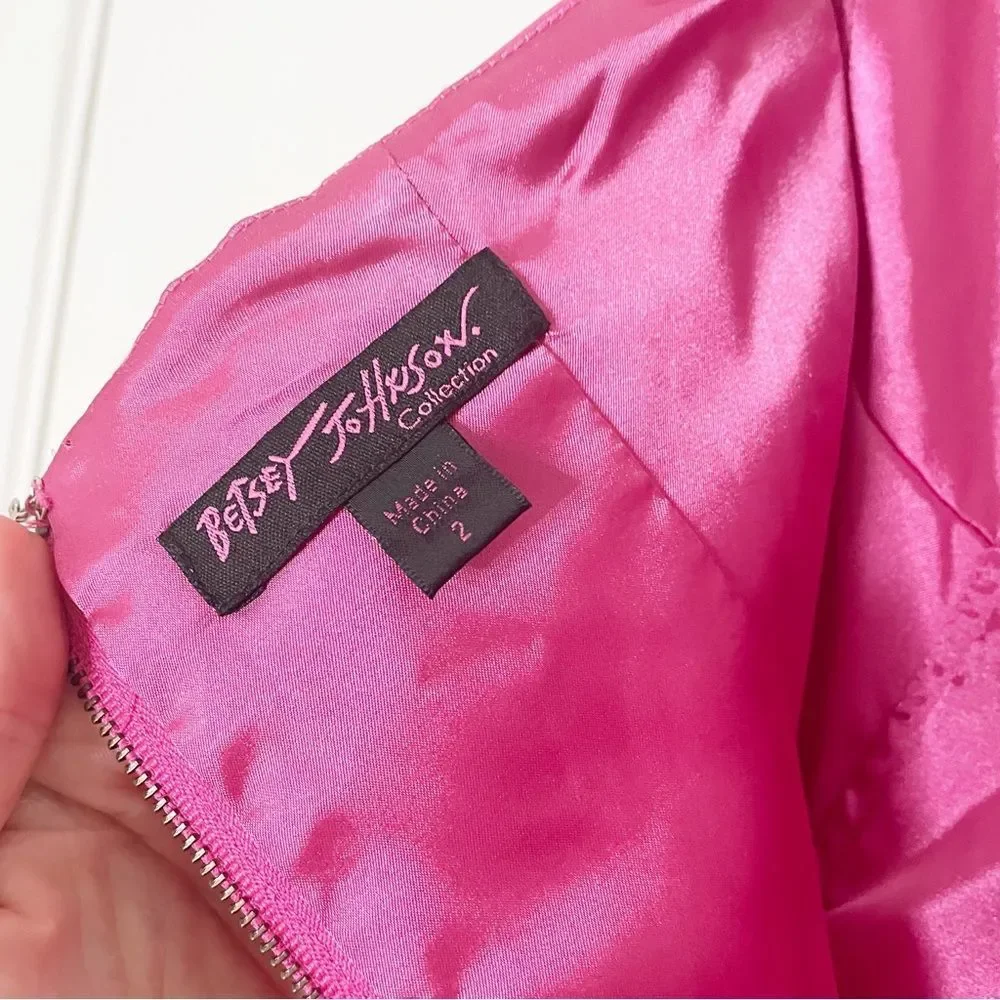 Y2K Vtg Betsey Johnson hot pink satin halter top mini dress 2 women’s - Picture 3 of 13